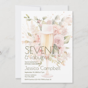 Zeventig & Fabulous Champagne Bloemen 70ste Verjaa Kaart