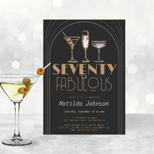 Zeventig Fabulous Cocktail Goud Zwart 70e Verjaard Kaart