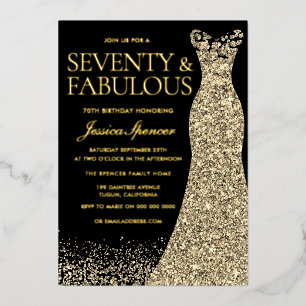 Zeventig & Fabulous Gouden Folie 70ste Verjaardag Uitnodiging