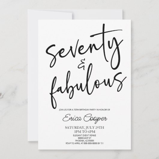 Zeventig & Fabulous Minimaal 70ste Verjaardagsfees Kaart (Voorkant)