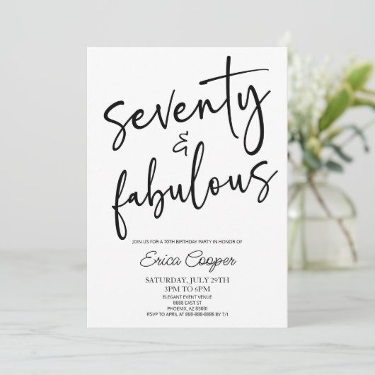 Zeventig & Fabulous Minimaal 70ste Verjaardagsfees Kaart (Staand voorkant)