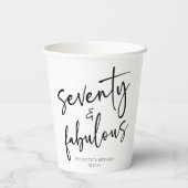 Zeventig & Fabulous Minimaal 70ste Verjaardagsfees Papieren Bekers (Achterkant)