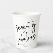 Zeventig & Fabulous Minimaal 70ste Verjaardagsfees Papieren Bekers (Voorkant)