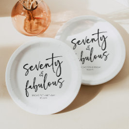 Zeventig & Fabulous Minimaal 70ste Verjaardagsfees Papieren Bordje