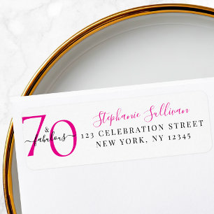 Zeventig Fabulous Roze 70e Verjaardag Retouradres Etiket