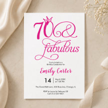 Zeventig & Fabulous Script Roze 70e Verjaardagsfee