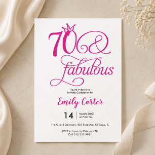 Zeventig & Fabulous Script Roze 70e Verjaardagsfee Kaart