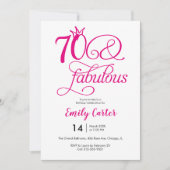 Zeventig & Fabulous Script Roze 70e Verjaardagsfee Kaart (Voorkant)