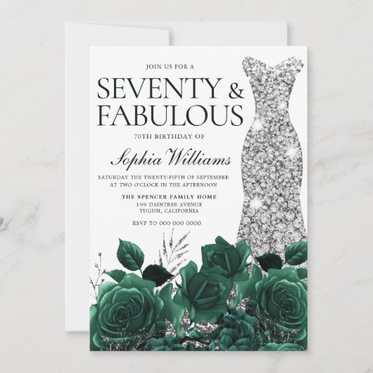 Zeventig & Fabulous Smaragdgroene 70e Verjaardag Kaart (Voorkant)