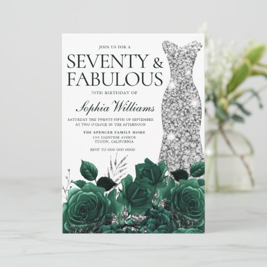 Zeventig & Fabulous Smaragdgroene 70e Verjaardag Kaart (Staand voorkant)