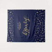 Zeventig Goud & Marine 70e verjaardagsfeest achter Wandkleed (Voorkant (horizontaal))