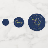 Zeventig | Goud & Marineblauwe Moderne 70ste Verja Confetti (Voorkanten)