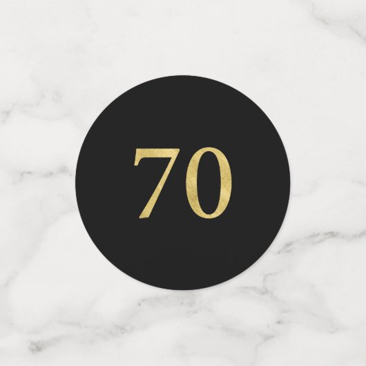 Zeventig Goud & Zwart Confetti 70ste Verjaardagsfe (Kleine voorkant)