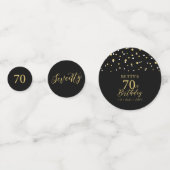 Zeventig Goud & Zwarte Confetti 70ste Verjaardagsf (Voorkanten)