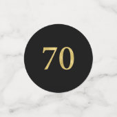 Zeventig Goud & Zwarte Confetti 70ste Verjaardagsf (Kleine voorkant)
