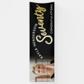 Zeventig gouden 70ste Verjaardagsfoto op zwart Spandoek (Verticaal)