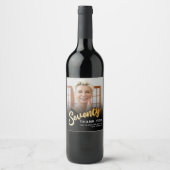 Zeventig gouden zwarte 70e verjaardag aangepaste f wijn etiket (Voorkant)