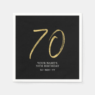 Zeventig   Gouden & Zwarte Lettering 70ste Verjaar Servet