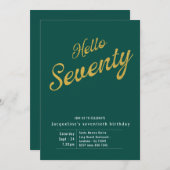 Zeventig groene goudmoderne 70e verjaardag kaart (Voorkant / Achterkant)