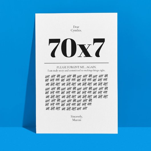 Zeventig keer zeven vergeef me Kaart