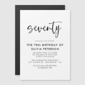 Zeventig moderne 70e zwart-wit verjaardagsfeest magnetische uitnodiging (Voorkant / Achterkant)