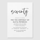 Zeventig moderne 70e zwart-wit verjaardagsfeest magnetische uitnodiging (Voorkant)