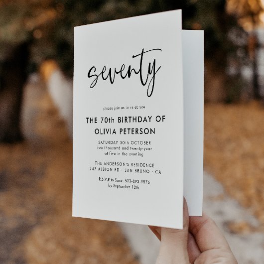 Zeventig moderne 70e zwart-witte verjaardag gevouw