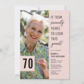 Zeventig moderne foto 70e verjaardagsfeestje kaart (Voorkant)
