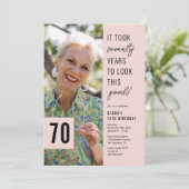 Zeventig moderne foto 70e verjaardagsfeestje kaart (Staand voorkant)