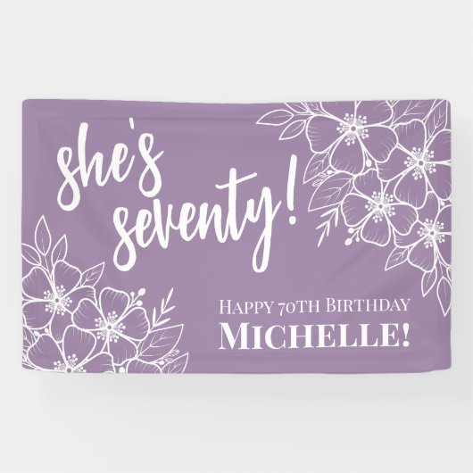 Zeventig Paarse 70ste verjaardagsfeestje Spandoek (Horizontaal)