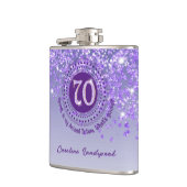 Zeventig & Paarse Glitter & Drink Quote Heupfles (Links)