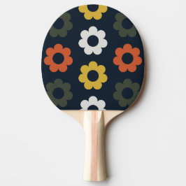 Zeventig Retro Club Bloempatroon Tafeltennis Tafeltennisbatje