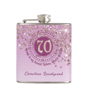 Zeventig & Roos Gouden Glitter & Drink Quote Heupfles