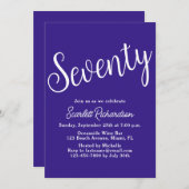 Zeventig Script Donker Paarse 70ste verjaardagsfee Kaart (Voorkant / Achterkant)