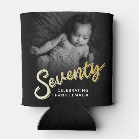 Zeventig script goud 70e verjaardag foto's blikjeskoeler (Achterkant)