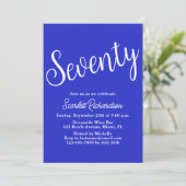 Zeventig Script Koninklijk Blauw 70ste Verjaardags Kaart (Staand voorkant)