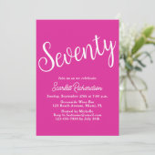Zeventig Script Roze 70ste verjaardagsfeestje Kaart (Staand voorkant)