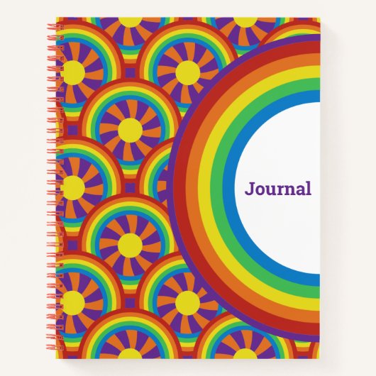 Zeventig Stijlregenbogen en Sun Graphic Journal Notitieboek (Voorkant)