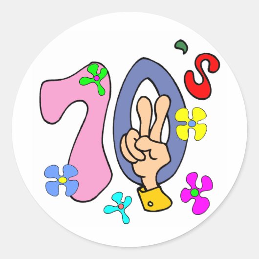 Zeventig T-shirts en cadeautjes. Ronde Sticker (Voorkant)