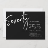 Zeventig Zwart & Wit Modern 70ste verjaardagsfeest Kaart (Voorkant)