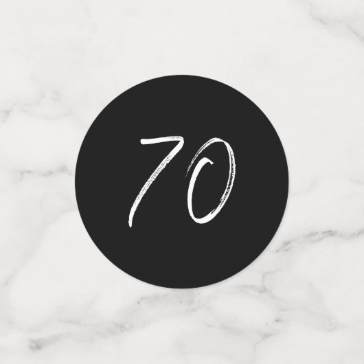 zeventig | Zwart & Wit Moderne 70e Verjaardag Foto Confetti (Kleine voorkant)