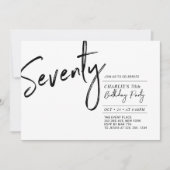 zeventig | Zwart & Wit Moderne 70e verjaardag Part Kaart (Voorkant)