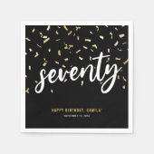 Zeventig zwarte gouden 70e verjaardag servet (Voorkant)