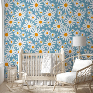 Zeventiger Daisies retro bloemmotief Behang