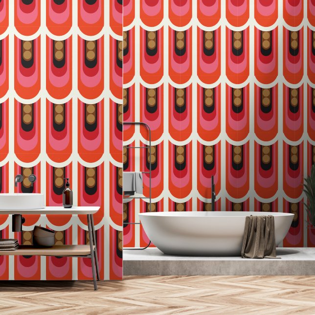 Zeventiger geometrisch behang (Badkamer)