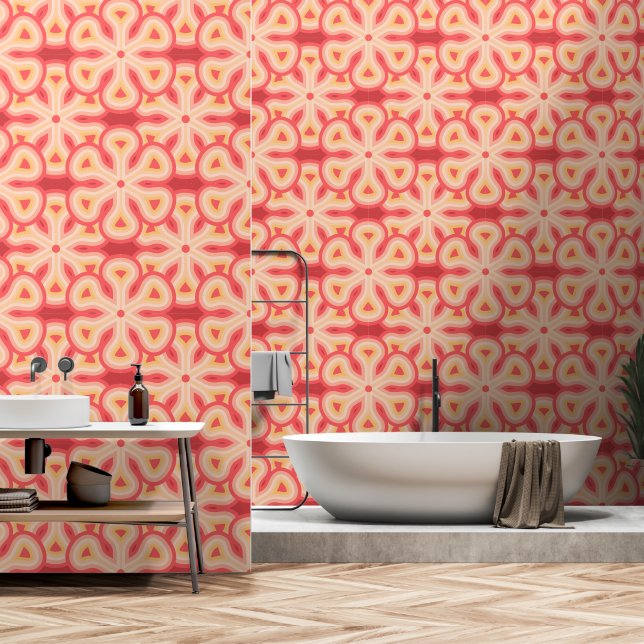 Zeventiger jaren Mod bloemenpatroon Behang (Badkamer)