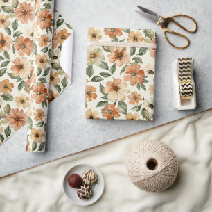Zeventiger Jaren Sfeer Oranje Groene Groovy Verjaa Cadeaupapier