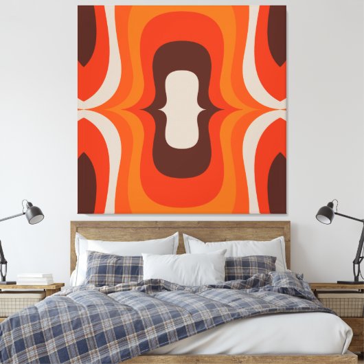 Zeventiger Mega Mod sinaasappel 40x40 kunst aan de Canvas Afdruk (Insitu (Slaapkamer))