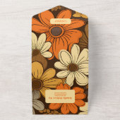 Zeventiger Retro Bloemenbruiloft All In One Uitnodiging (Buitenkant)