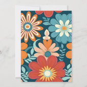 Zeventiger Retro Bloemenbruiloft Kaart (Achterkant)